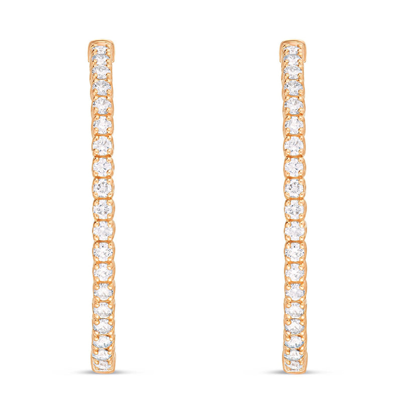 Diamond Oval Inside-out Hoops, 1.5" - Shyne Jewelers Rose Gold Shyne Jewelers