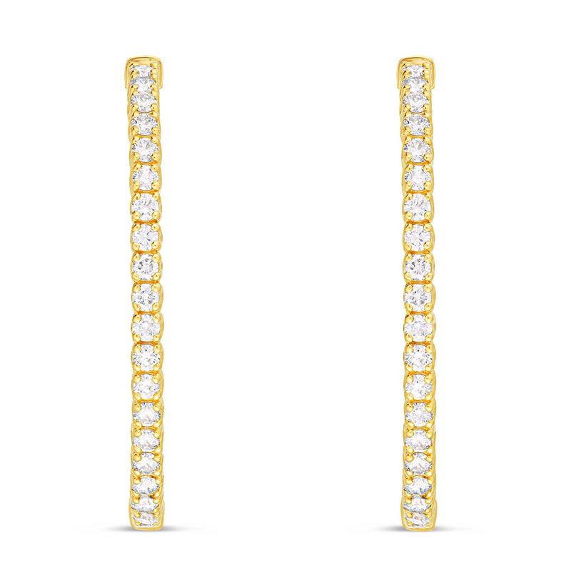 Diamond Oval Inside-out Hoops, 1.5" - Shyne Jewelers Yellow Gold Shyne Jewelers