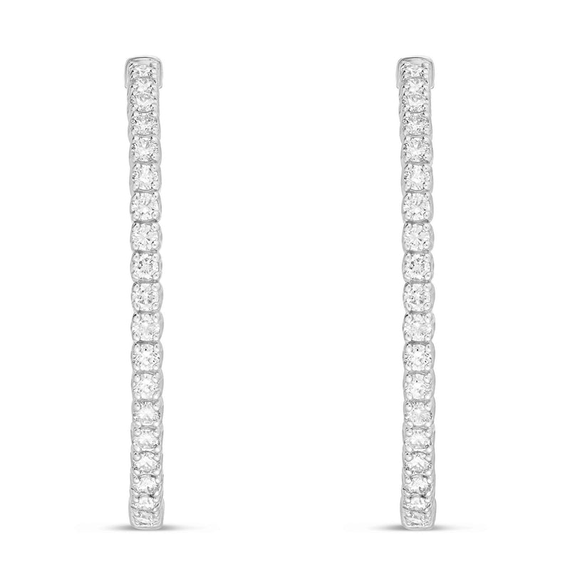 Diamond Oval Inside-out Hoops, 1.5" - Shyne Jewelers White Gold Shyne Jewelers