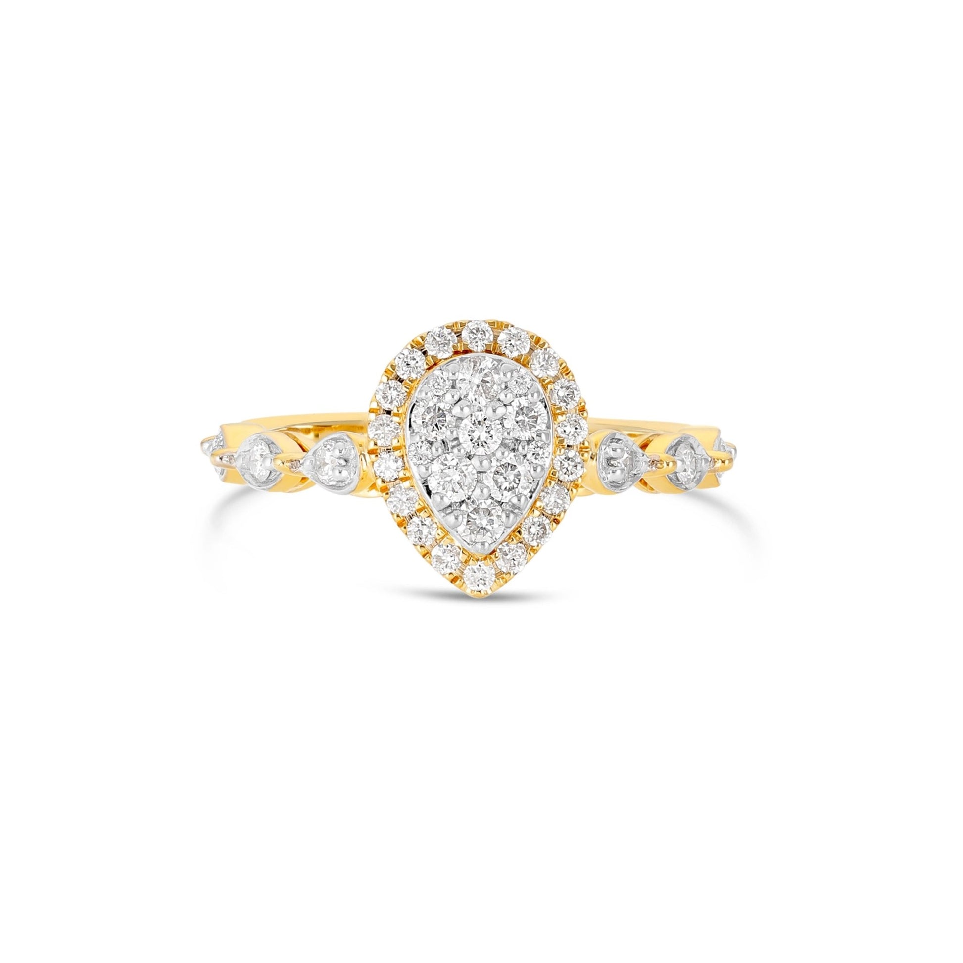 Diamond Pear Cluster Engagement Ring - Shyne Jewelers 130-00149 Yellow Gold Shyne Jewelers