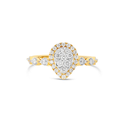 Diamond Pear Cluster Engagement Ring - Shyne Jewelers 130-00149 Yellow Gold Shyne Jewelers