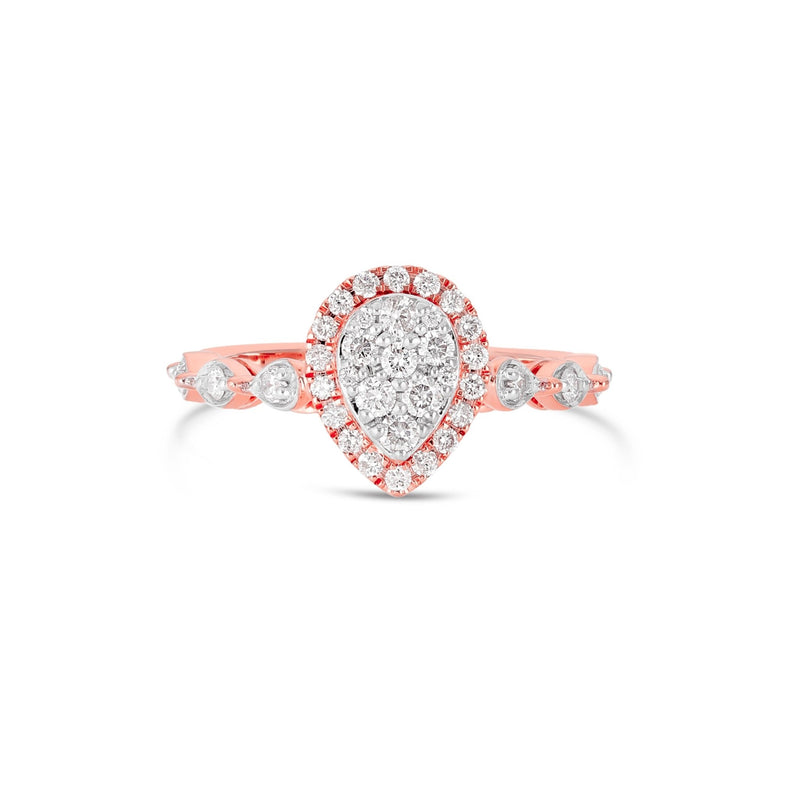 Diamond Pear Cluster Engagement Ring - Shyne Jewelers 130-00149 Rose Gold Shyne Jewelers