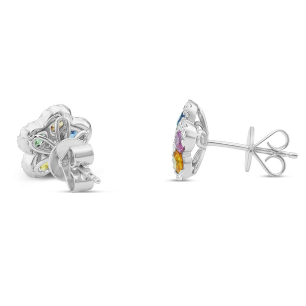 Diamond Rainbow Flower Studs - Shyne Jewelers Shyne Jewelers