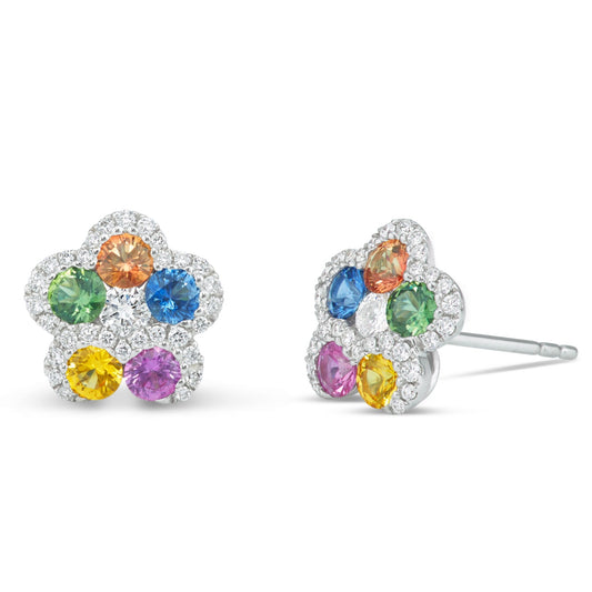 Diamond Rainbow Flower Studs - Shyne Jewelers Shyne Jewelers