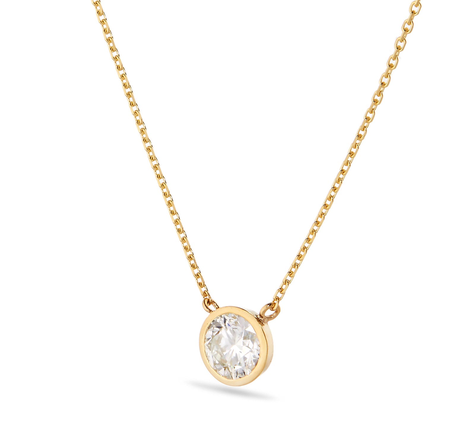 Diamond Solitaire Bezel Necklace - Shyne Jewelers Yellow Gold Shyne Jewelers
