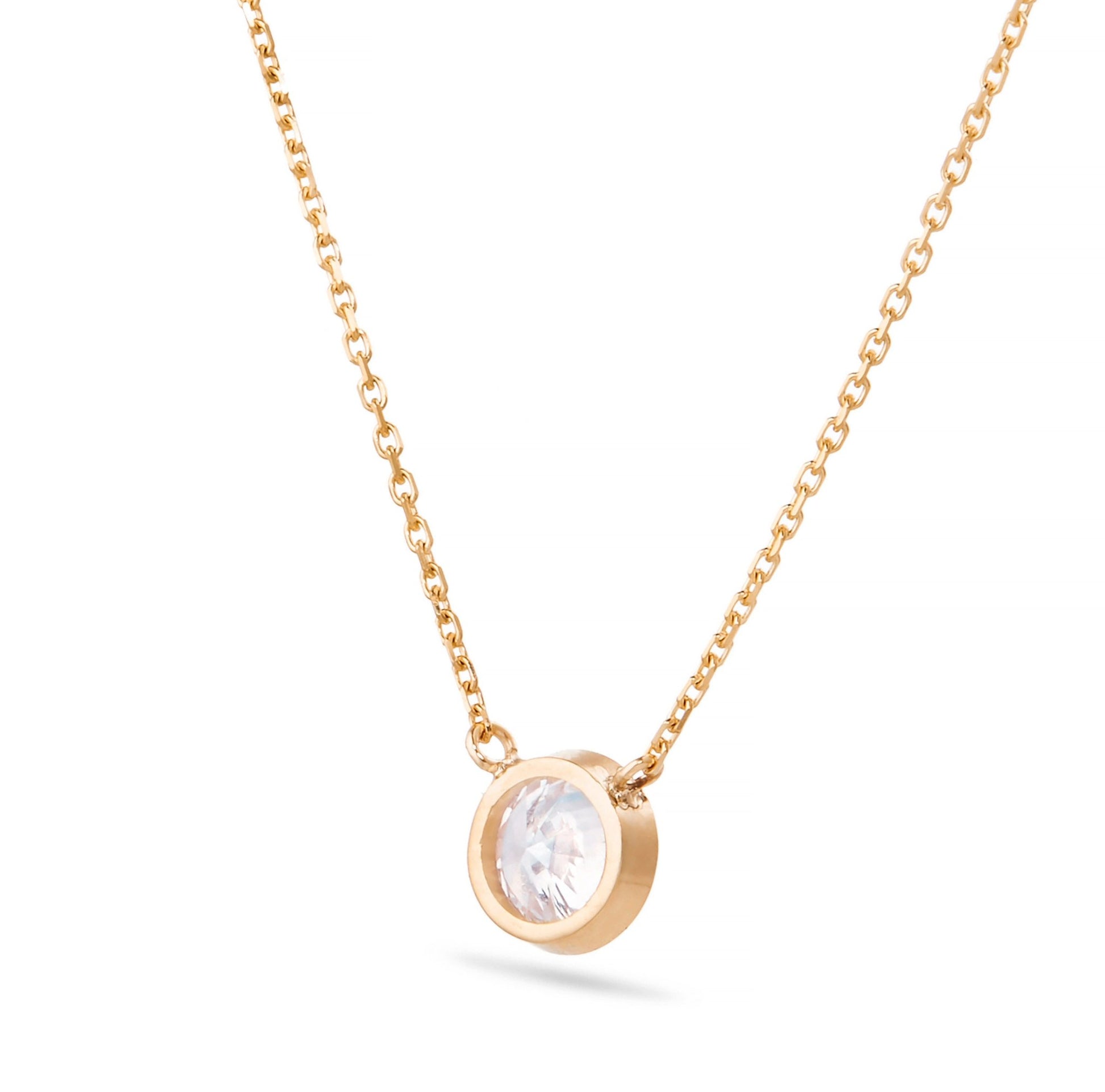 Diamond Solitaire Bezel Necklace - Shyne Jewelers Rose Gold Shyne Jewelers