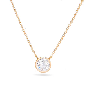 Diamond Solitaire Bezel Necklace - Shyne Jewelers Rose Gold Shyne Jewelers