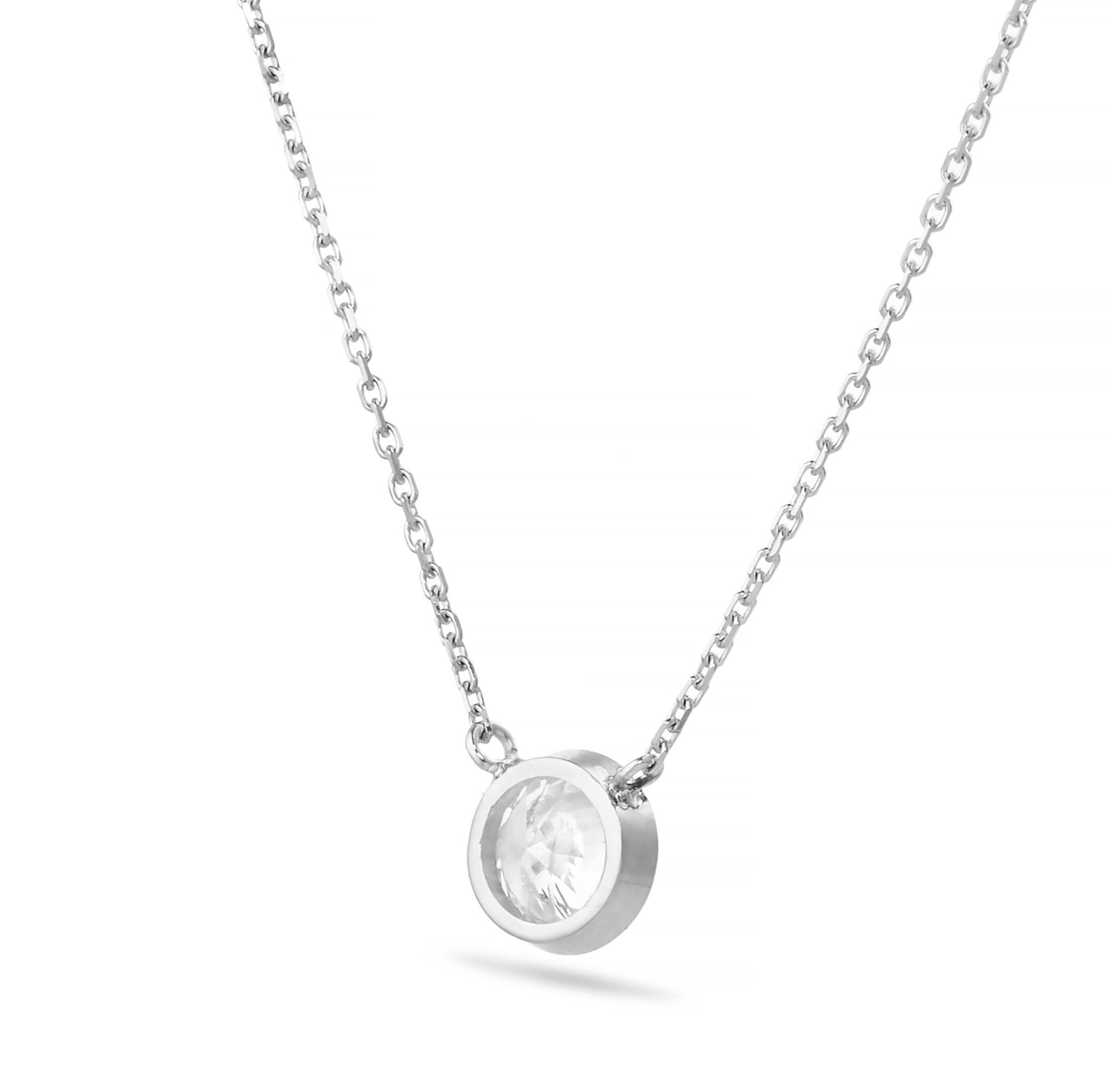 Diamond Solitaire Bezel Necklace - Shyne Jewelers White Gold Shyne Jewelers