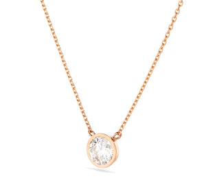 Diamond Solitaire Bezel Necklace - Shyne Jewelers Rose Gold Shyne Jewelers