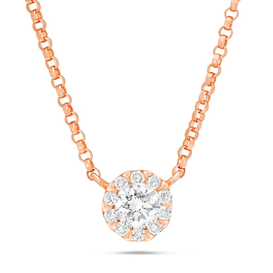 Diamond Solitaire Illustion Necklace - Shyne Jewelers Rose Gold Shyne Jewelers