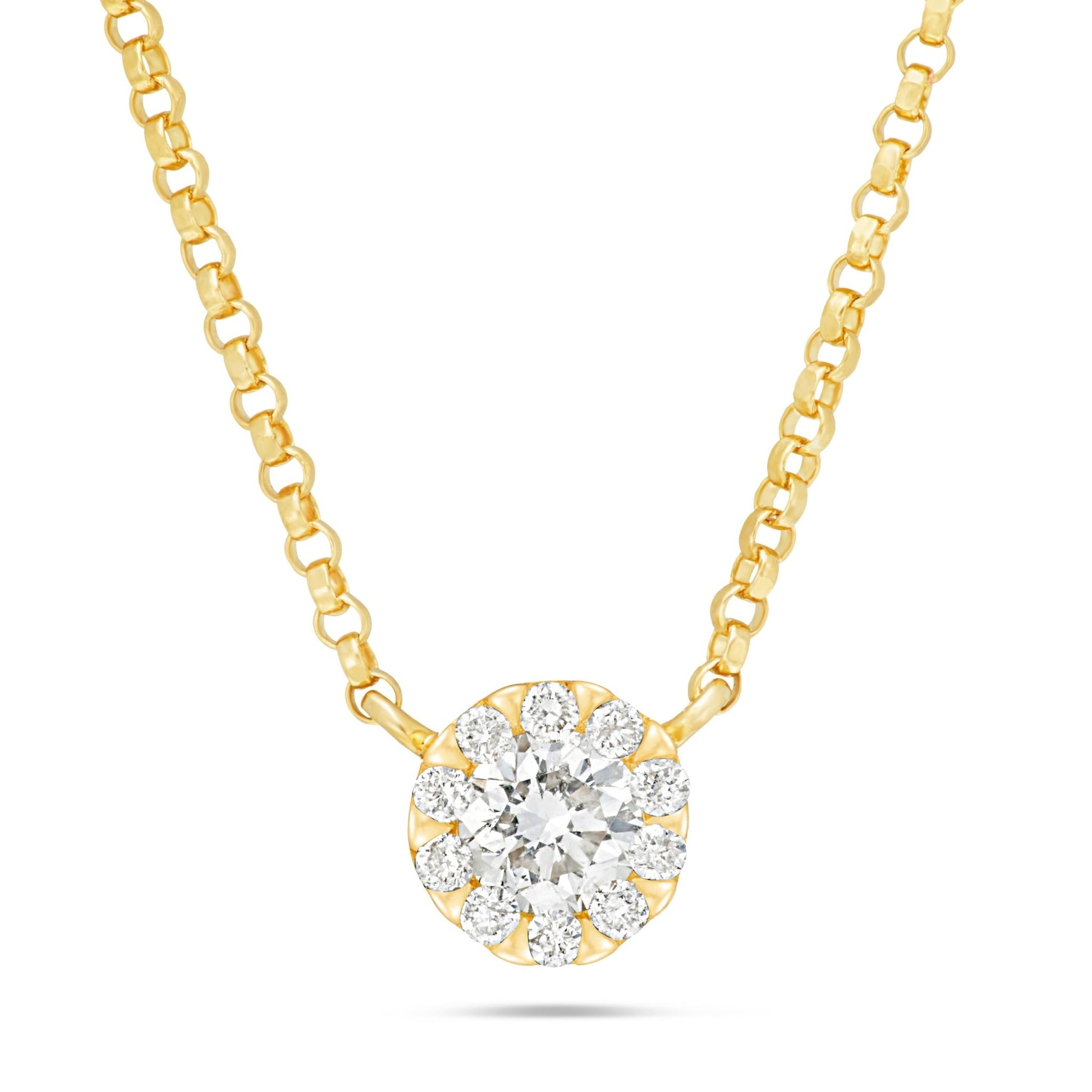 Diamond Solitaire Illustion Necklace - Shyne Jewelers Yellow Gold Shyne Jewelers