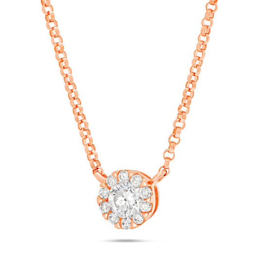 Diamond Solitaire Illustion Necklace - Shyne Jewelers Rose Gold Shyne Jewelers