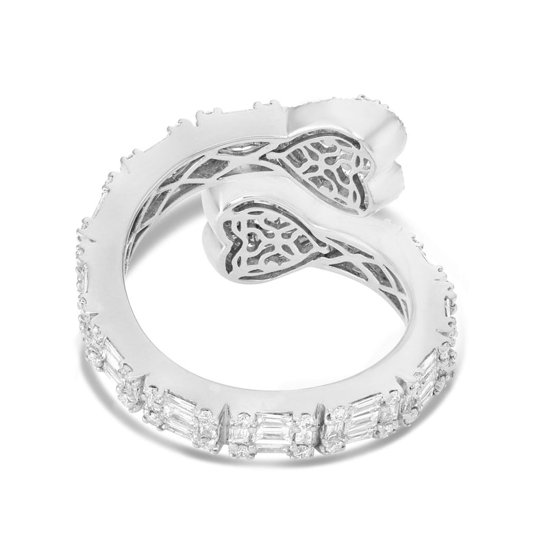 Double Heart Baguette Wrap Ring - Shyne Jewelers 130-00146 5 White Gold Shyne Jewelers