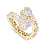 Double Heart Baguette Wrap Ring - Shyne Jewelers 130-00146 5 Yellow Gold Shyne Jewelers