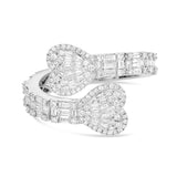 Double Heart Baguette Wrap Ring - Shyne Jewelers 130-00146 5 White Gold Shyne Jewelers