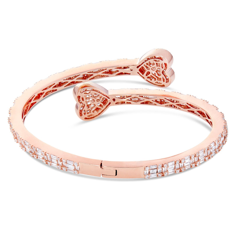 Double Heart Diamond Eternity Bangle - Shyne Jewelers 170-00277 Rose Gold Shyne Jewelers