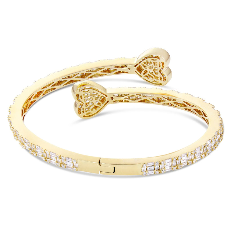 Double Heart Diamond Eternity Bangle - Shyne Jewelers 170-00277 Yellow Gold Shyne Jewelers