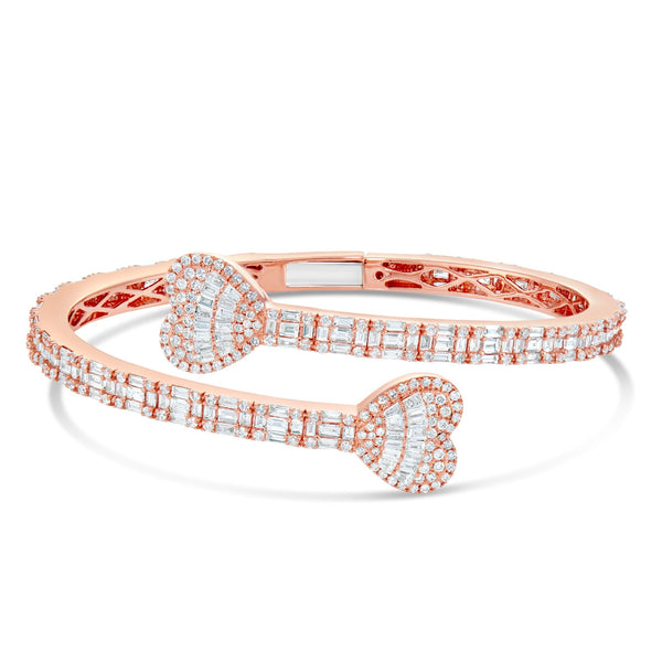 Double Heart Diamond Eternity Bangle - Shyne Jewelers 170-00277 Rose Gold Shyne Jewelers