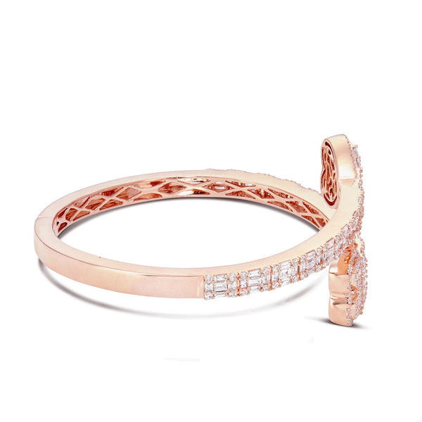 Double Heart Diamond Half Eternity Bangle - Shyne Jewelers 170-00278 Rose Gold Shyne Jewelers