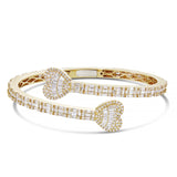 Double Heart Diamond Half Eternity Bangle - Shyne Jewelers 170-00278 Yellow Gold Shyne Jewelers