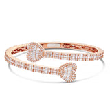 Double Heart Diamond Half Eternity Bangle - Shyne Jewelers 170-00278 Rose Gold Shyne Jewelers