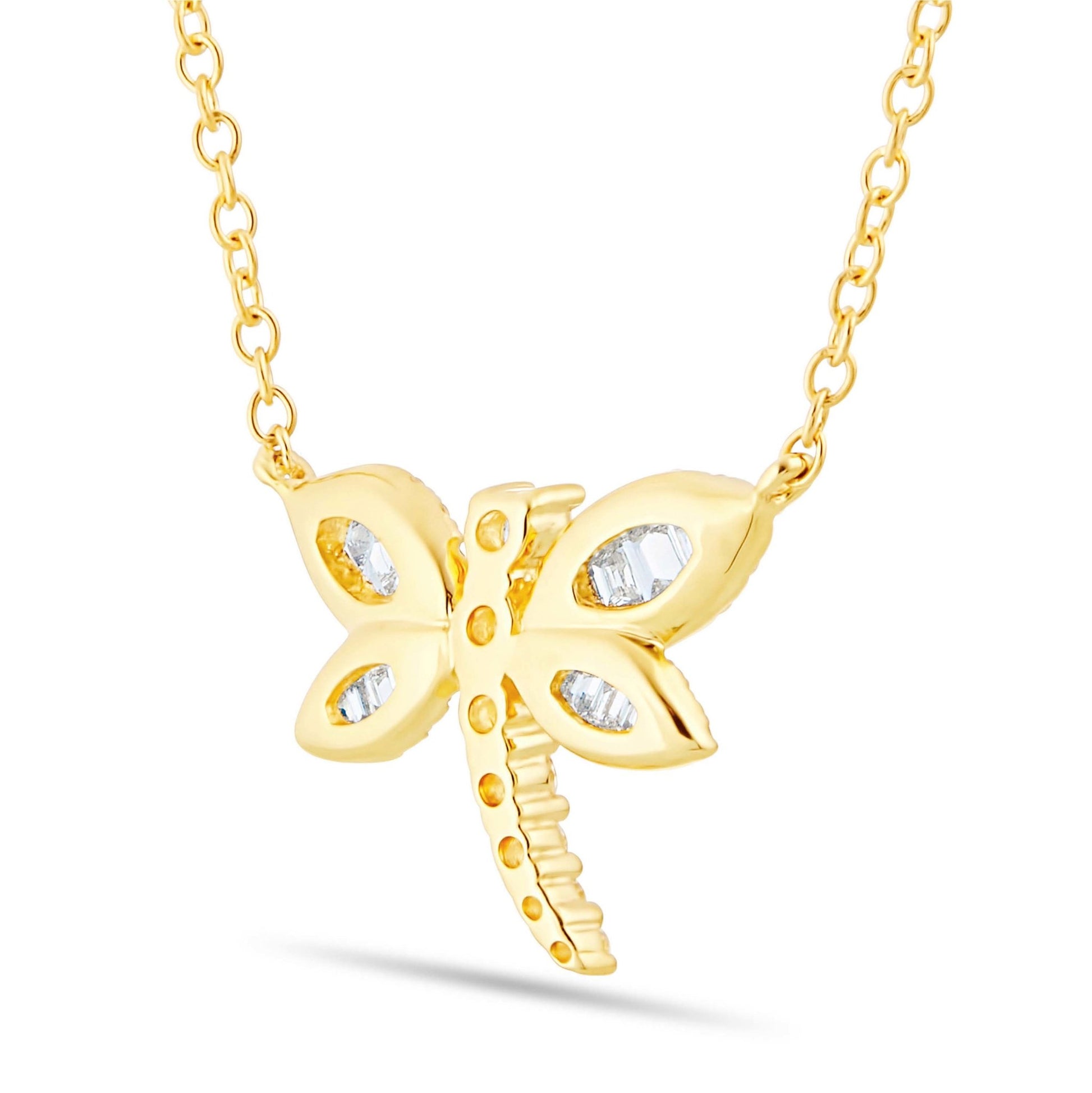 Dragonfly Diamond Necklace, Small - Shyne Jewelers 165-00171 Yellow Gold Shyne Jewelers