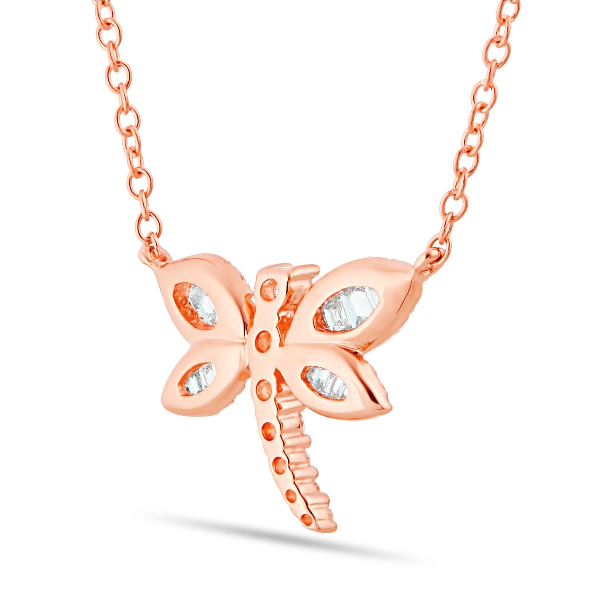Dragonfly Diamond Necklace, Small - Shyne Jewelers 165-00171 Rose Gold Shyne Jewelers