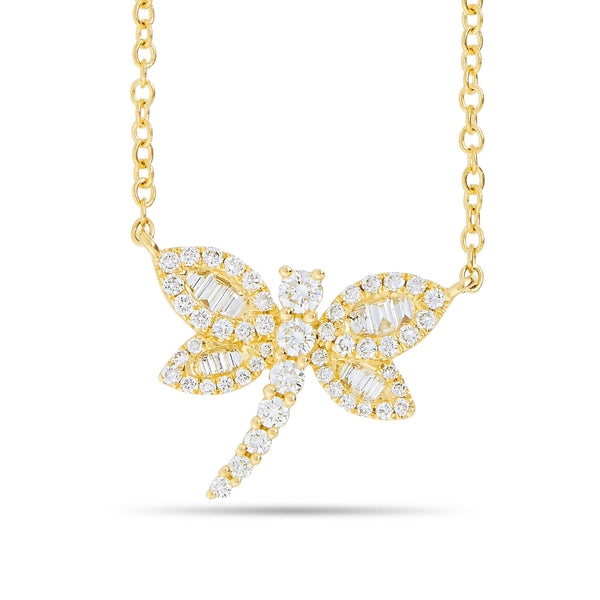 Dragonfly Diamond Necklace, Small - Shyne Jewelers 165-00171 Yellow Gold Shyne Jewelers
