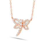 Dragonfly Diamond Necklace, Small - Shyne Jewelers 165-00171 Rose Gold Shyne Jewelers