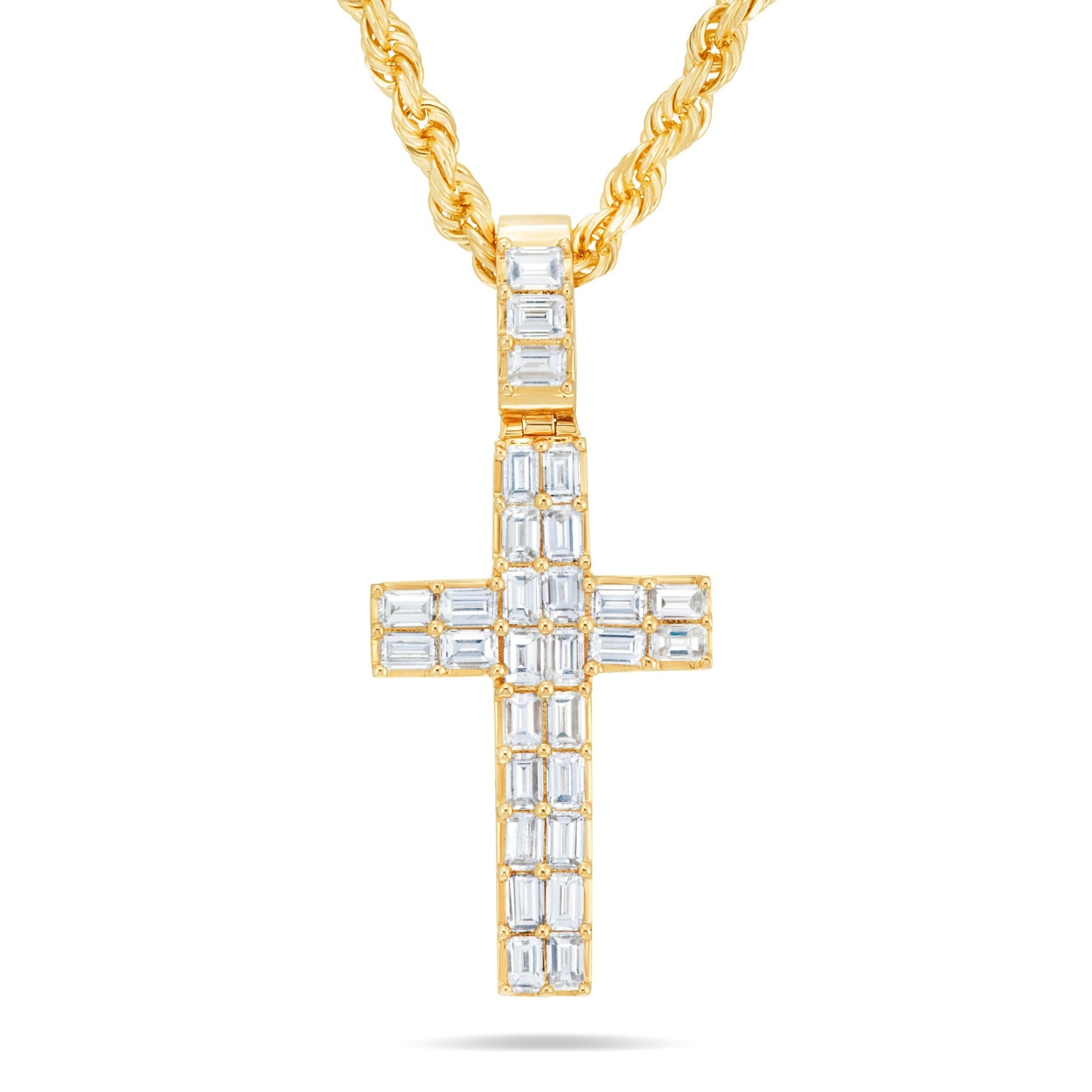 Emerald Diamond Cross Pendant - Shyne Jewelers Yellow Gold Shyne Jewelers