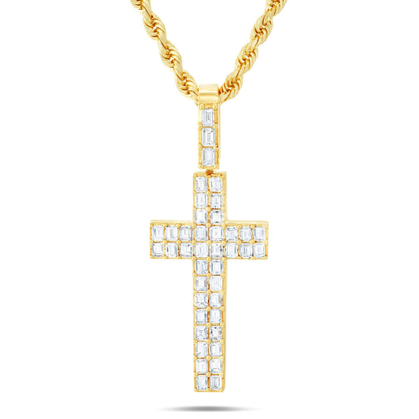 Emerald Diamond Cross Pendant - Shyne Jewelers Yellow Gold Shyne Jewelers