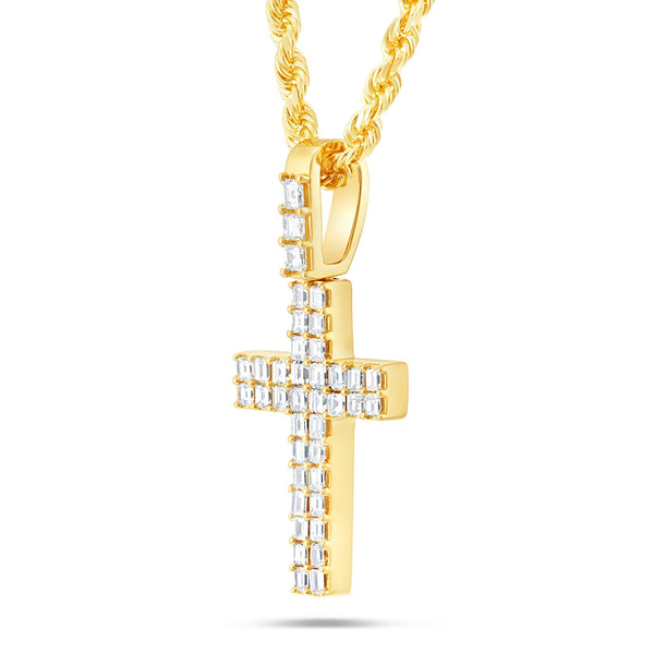 Emerald Diamond Cross Pendant - Shyne Jewelers Yellow Gold Shyne Jewelers