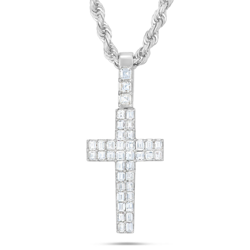 Emerald Diamond Cross Pendant - Shyne Jewelers White Gold Shyne Jewelers
