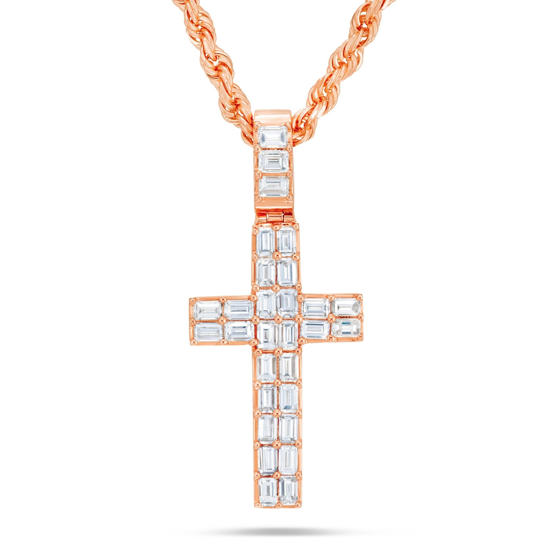 Emerald Diamond Cross Pendant - Shyne Jewelers Rose Gold Shyne Jewelers