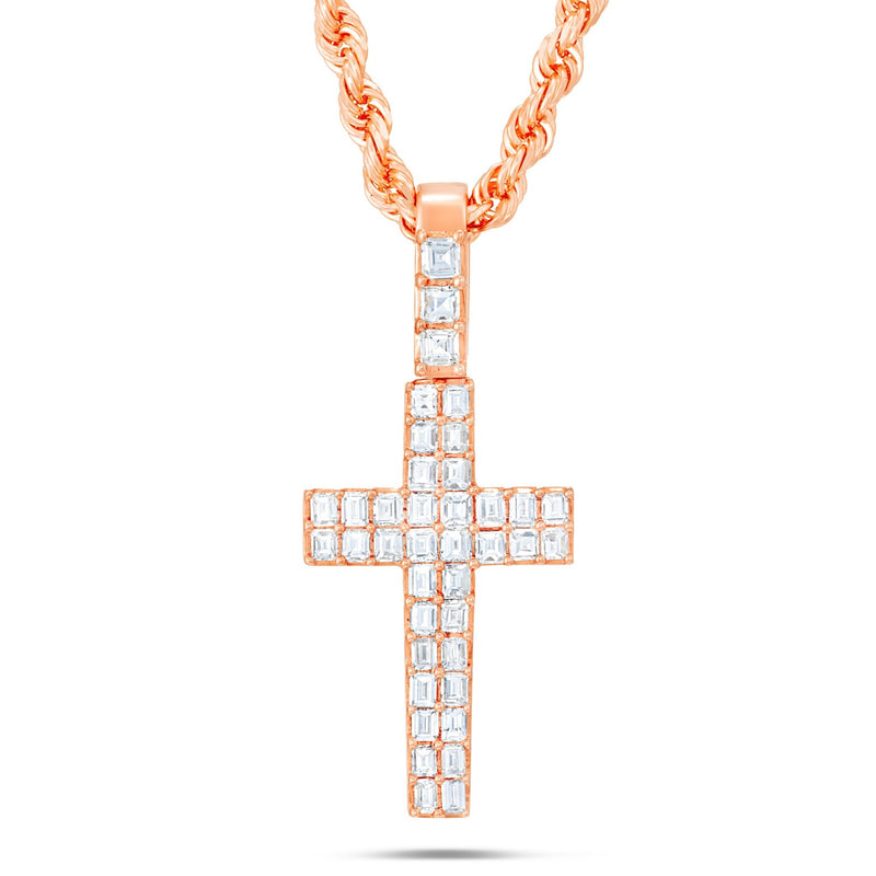 Emerald Diamond Cross Pendant - Shyne Jewelers Rose Gold Shyne Jewelers