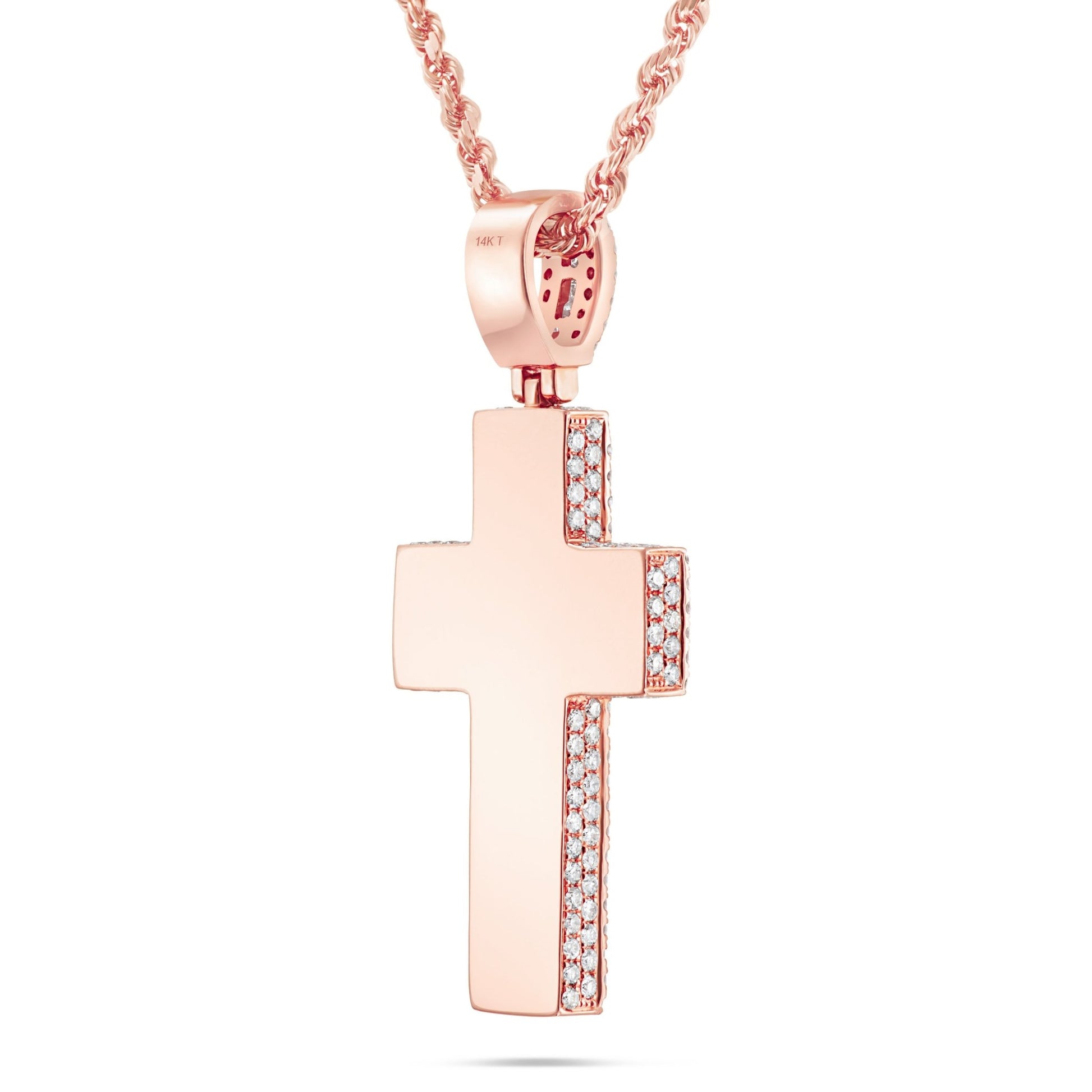 Emerald Diamond Cross Pendant - Shyne Jewelers Rose Gold Shyne Jewelers