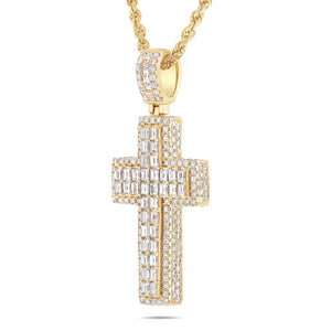 Emerald Diamond Cross Pendant - Shyne Jewelers Yellow Gold Shyne Jewelers