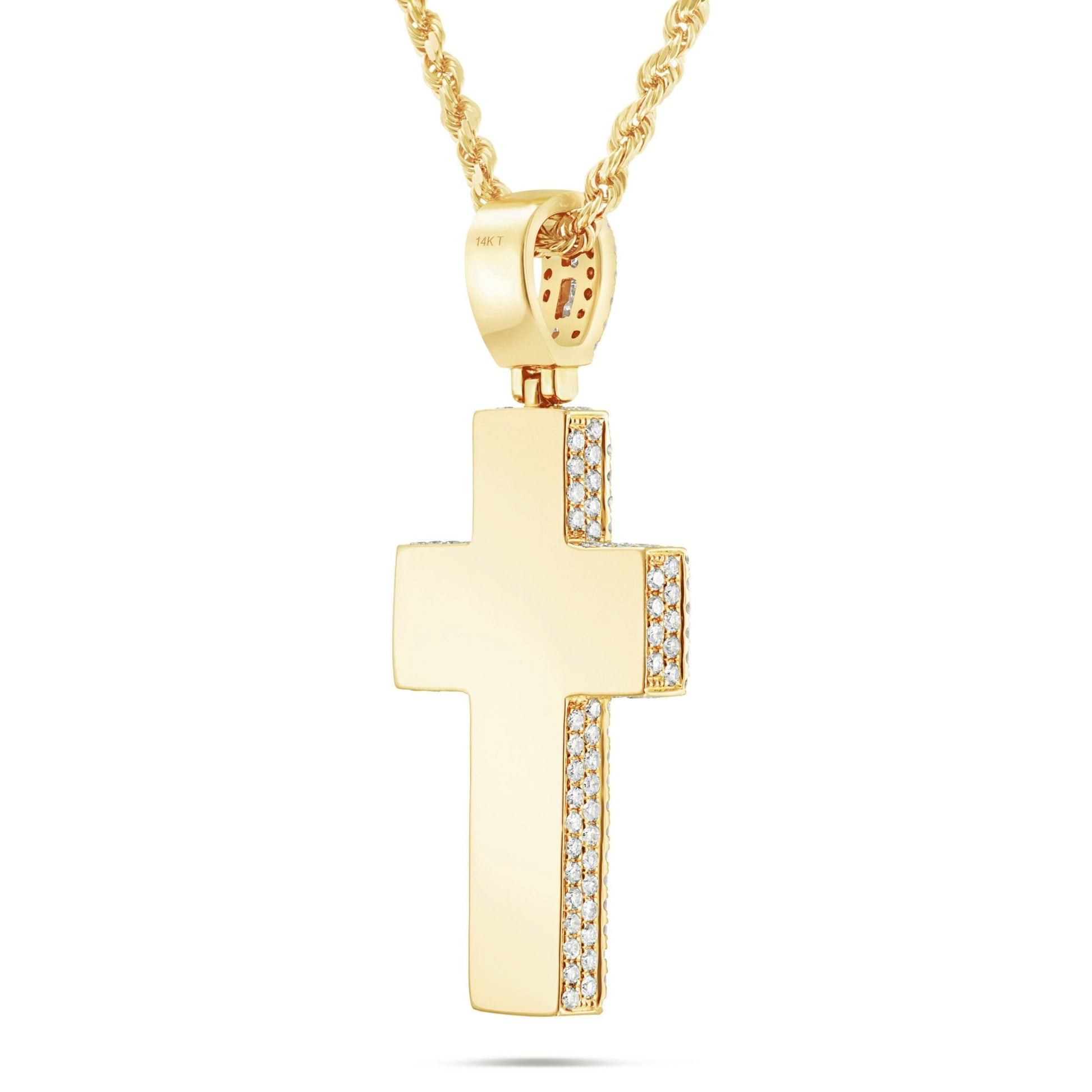 Emerald Diamond Cross Pendant - Shyne Jewelers Yellow Gold Shyne Jewelers