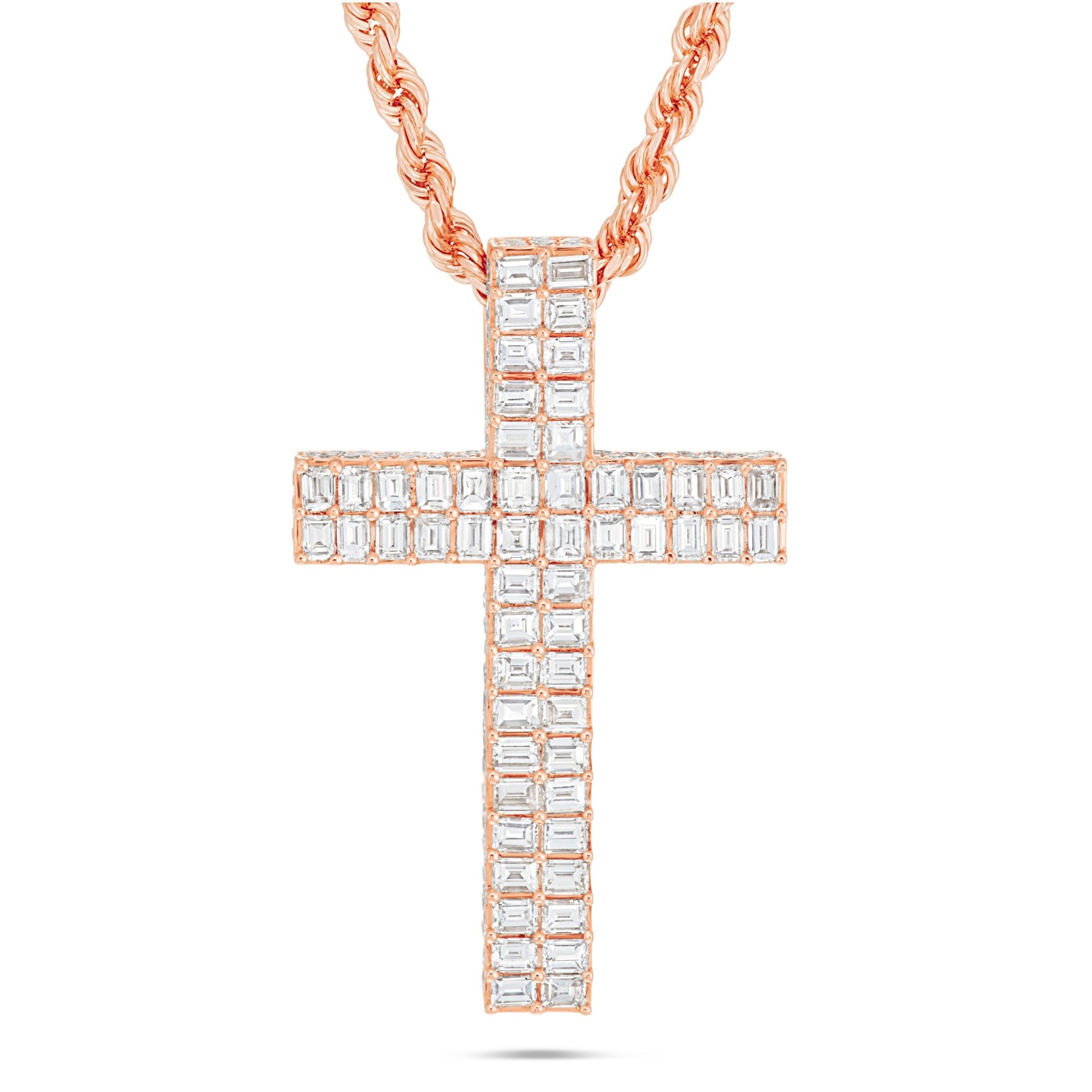 Emerald Diamond Cross Pendant - Shyne Jewelers Rose Gold Shyne Jewelers