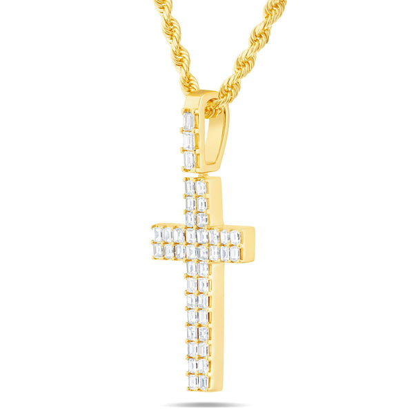 Emerald Diamond Cross Pendant - Shyne Jewelers Yellow Gold Shyne Jewelers