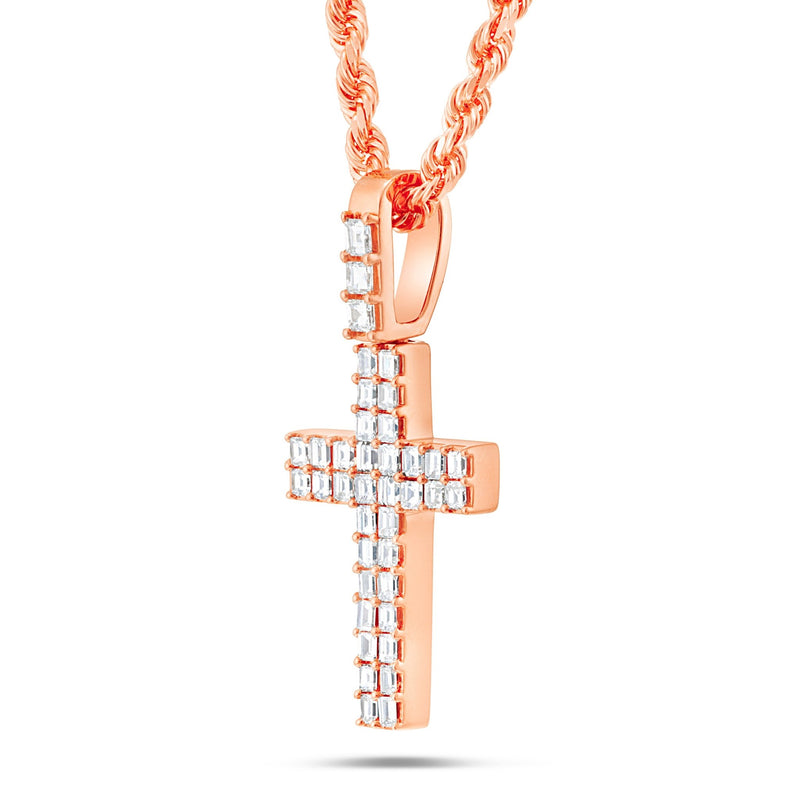 Emerald Diamond Cross Pendant - Shyne Jewelers Rose Gold Shyne Jewelers