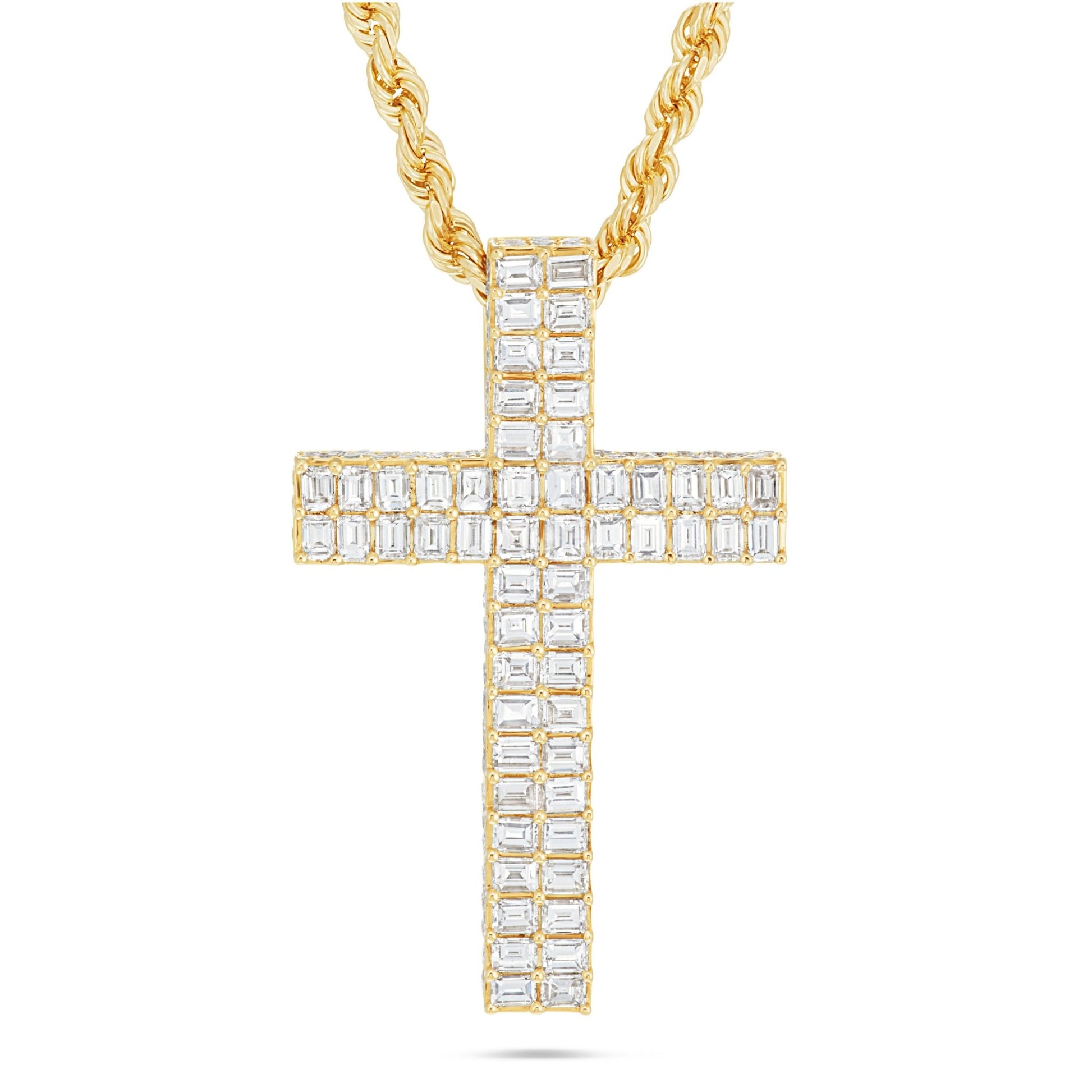 Emerald Diamond Cross Pendant - Shyne Jewelers Yellow Gold Shyne Jewelers