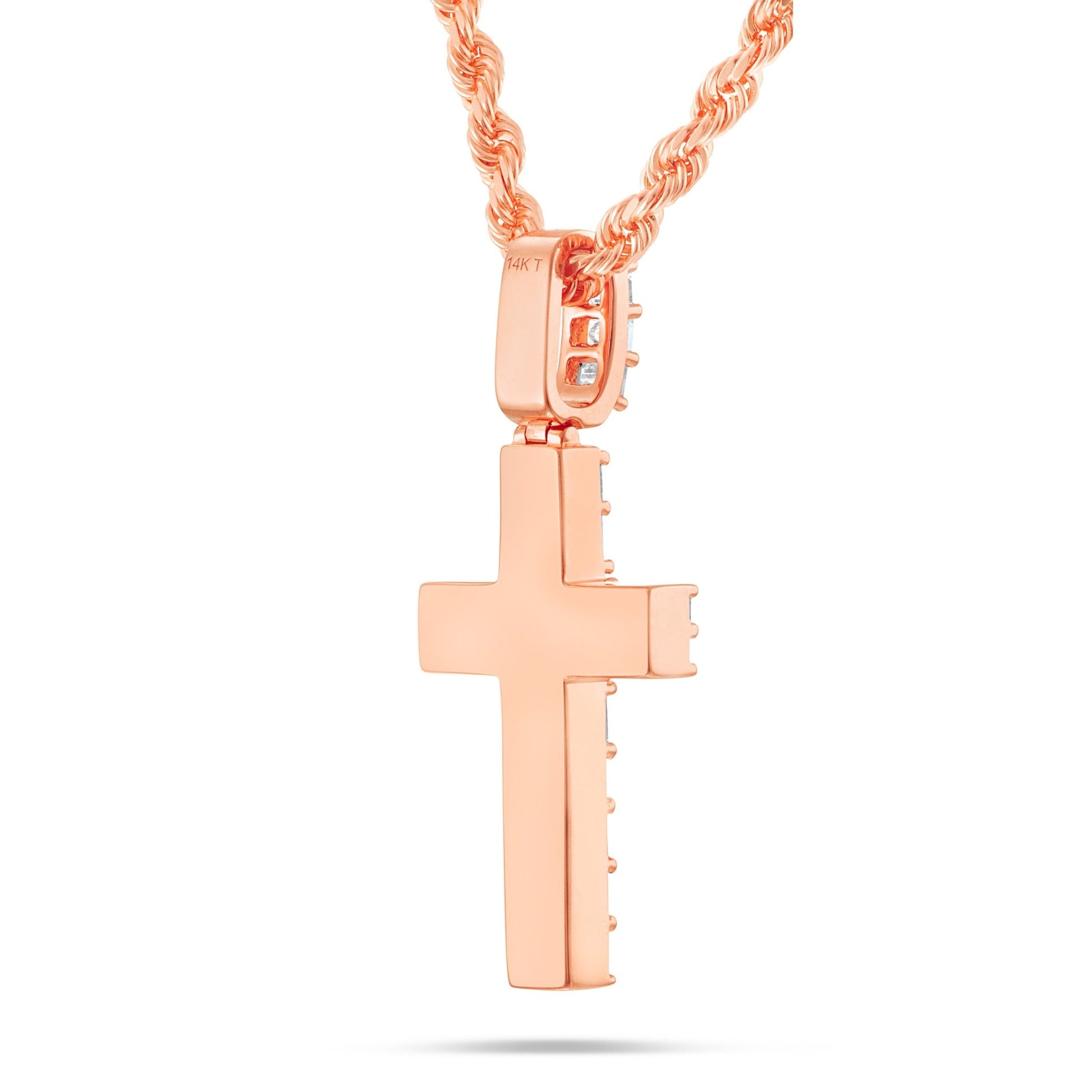 Emerald Diamond Cross Pendant - Shyne Jewelers Rose Gold Shyne Jewelers