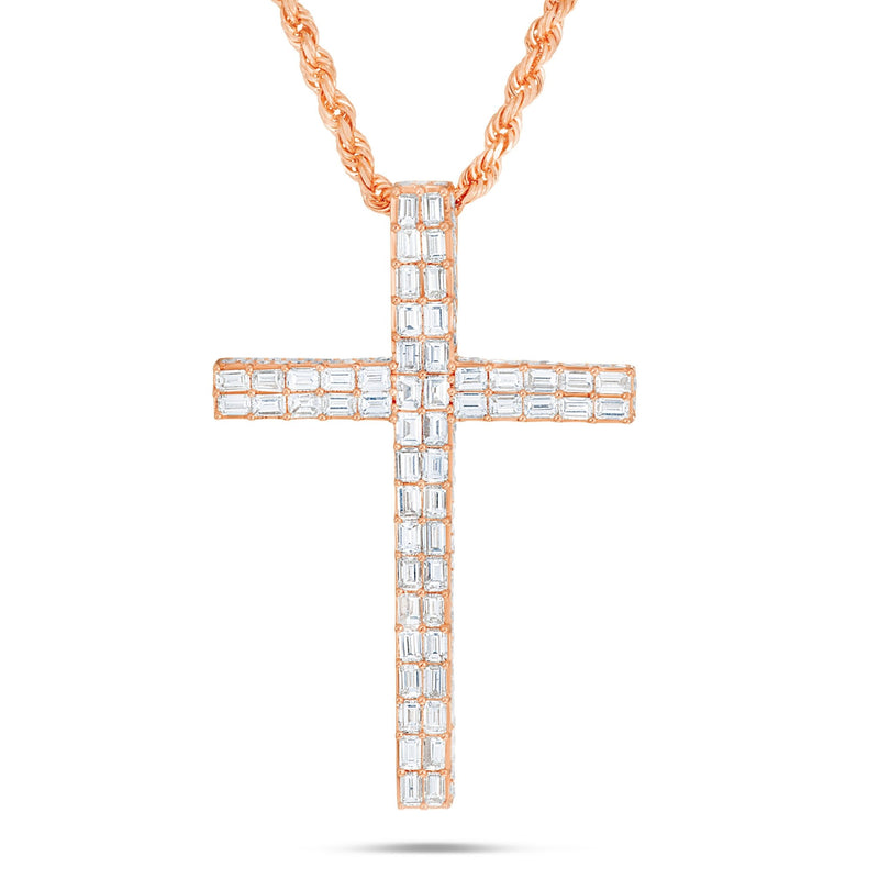 Emerald Diamond Cross Pendant - Shyne Jewelers Rose Gold Shyne Jewelers
