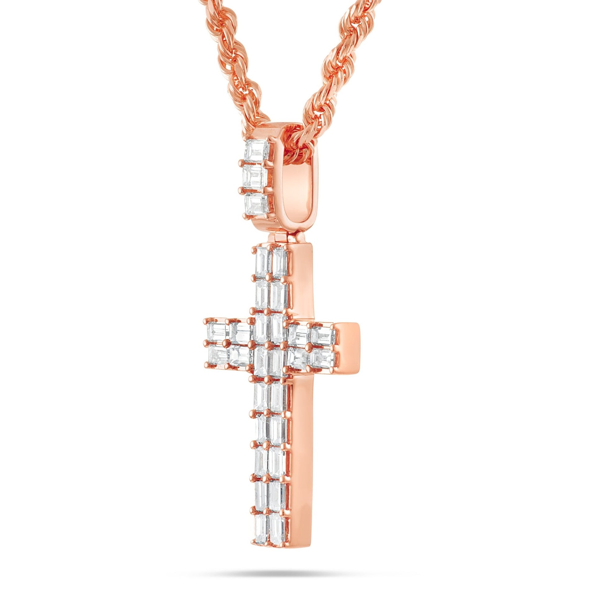 Emerald Diamond Cross Pendant - Shyne Jewelers Rose Gold Shyne Jewelers
