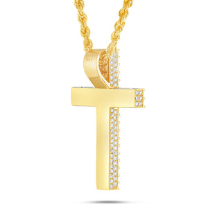 Emerald Diamond Cross Pendant - Shyne Jewelers Yellow Gold Shyne Jewelers