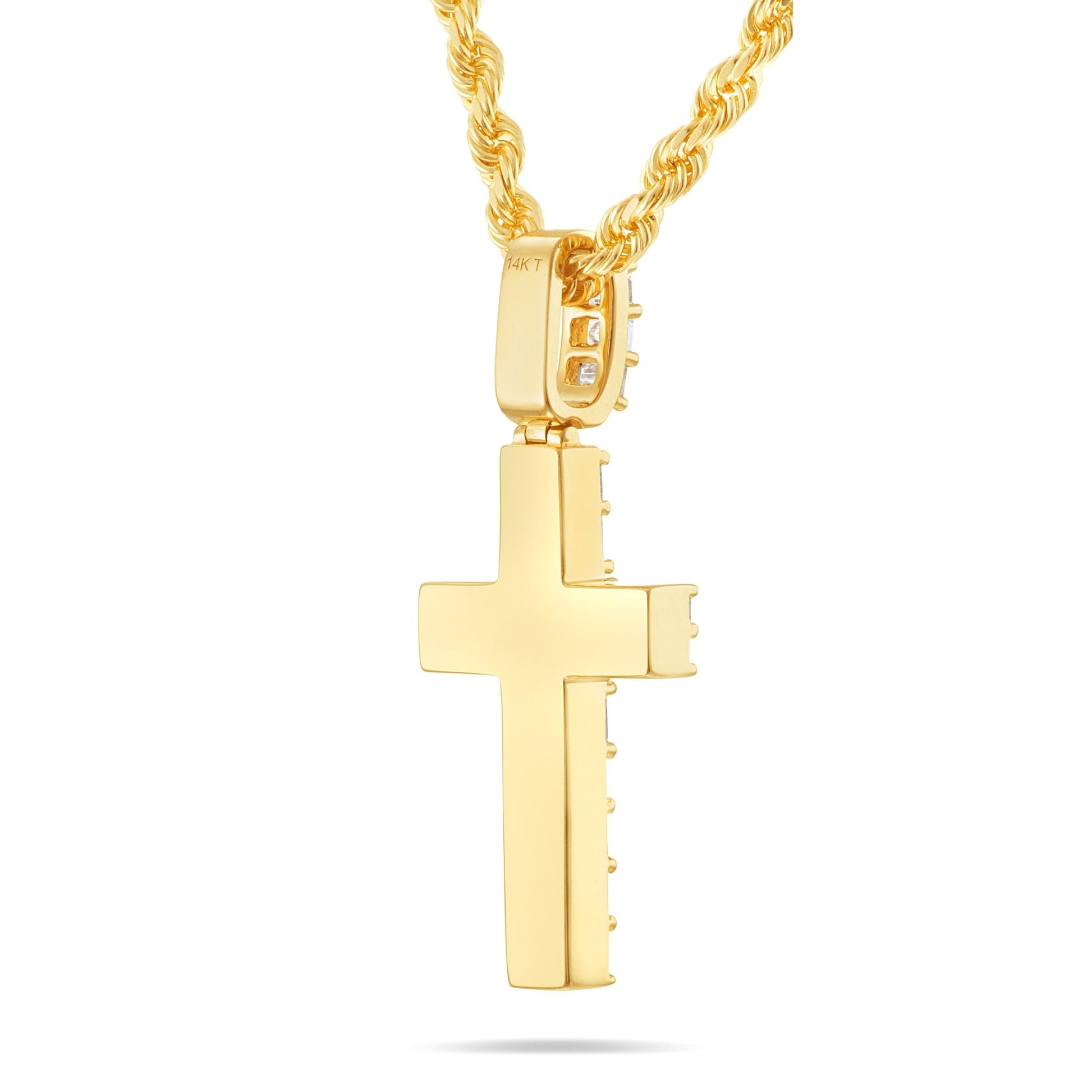 Emerald Diamond Cross Pendant - Shyne Jewelers Yellow Gold Shyne Jewelers