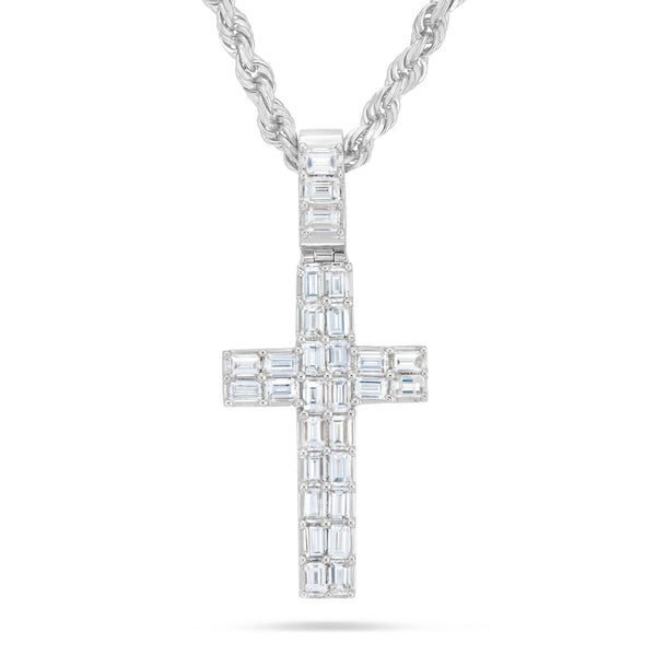 Emerald Diamond Cross Pendant - Shyne Jewelers White Gold Shyne Jewelers