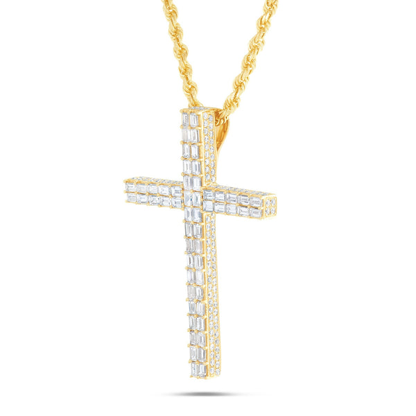 Emerald Diamond Cross Pendant - Shyne Jewelers Yellow Gold Shyne Jewelers
