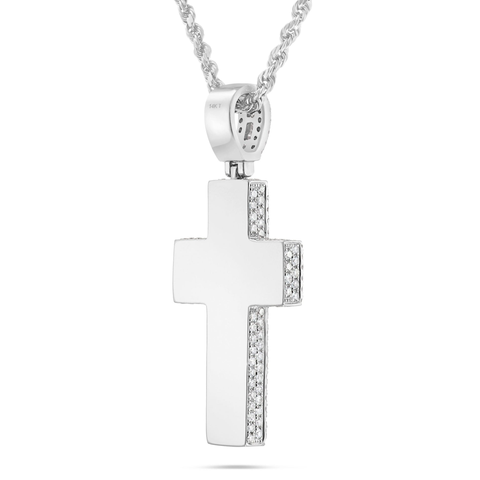Emerald Diamond Cross Pendant - Shyne Jewelers White Gold Shyne Jewelers
